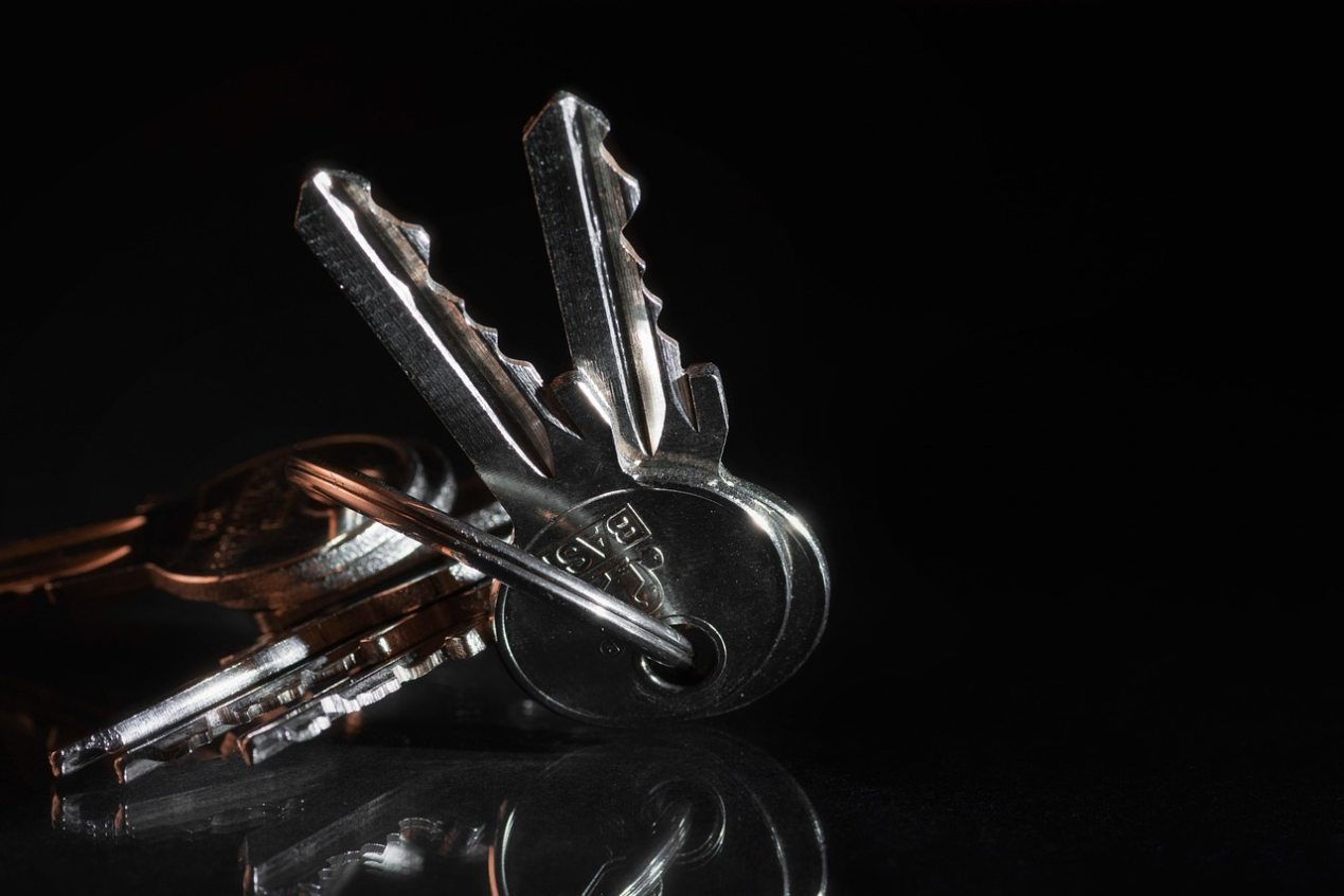 Office keychain with multiple keys for different office doors